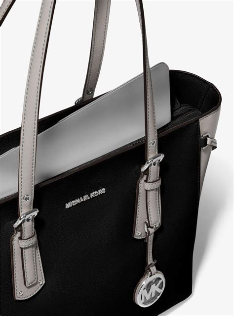 michael kors voyager crossgrain leather tote black|Michael Kors handbags medium tote.